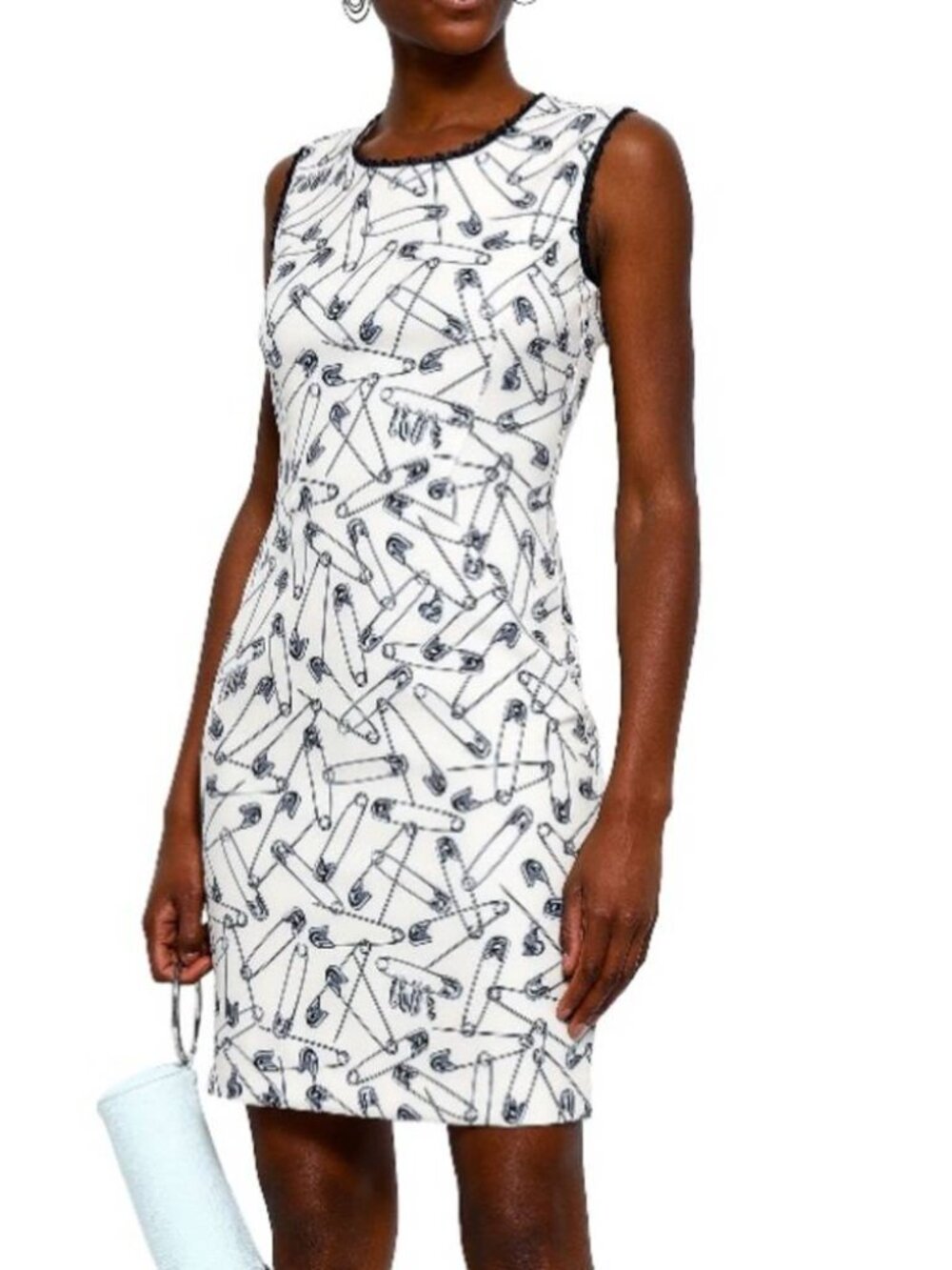 Love Moschino Cream Safety-Pin-Print Sheath Dress